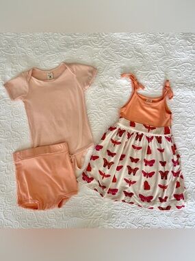 6-12M👐🏼 Kate Quinn Spaghetti Tie Peach Ballet Dress magenta moth lenzing modal